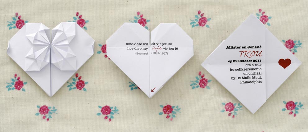 coeur mariage origami heart wedding